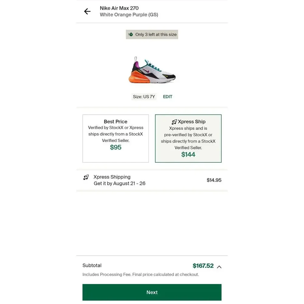 Size 7Y - Nike Air Max 270 White Orange Purple (GS) - FD0299-100- MSRP $170